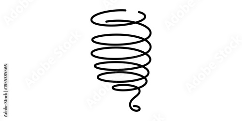A simple black and white line drawing of a spiral shape representing a tornado or a vortex form Vector, illustration