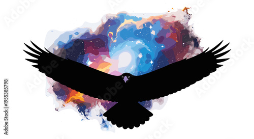Silhouette of flying eagle bird 1.