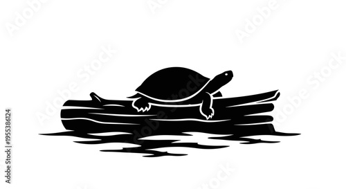 Turtle on a Log Floating.