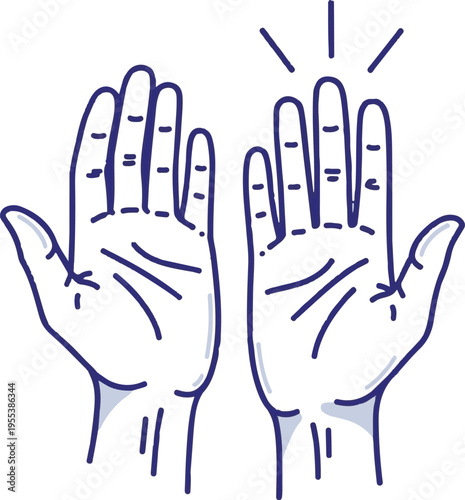 A pair of hands with one palm facing forward and the other with lines radiating from it