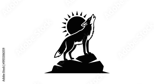 Wolf howling at the sun.