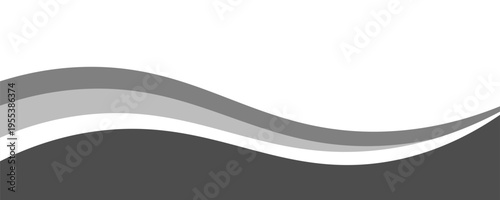 Minimalist black and gray wave vector design with smooth flowing curves at the bottom, transitioning into a clean white background. Ideal for banners, footers, or modern layouts.