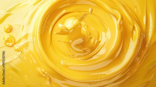 A close-up of vibrant yellow liquid swirling, showcasing texture and movement.
