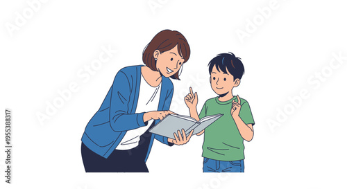 Teacher explaining lesson to student, education, learning, communication, knowledge transfer, school, concept