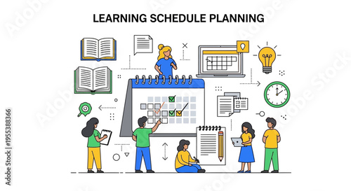Learning Schedule Planning: People Organizing Education Timetable with Calendar and Laptop