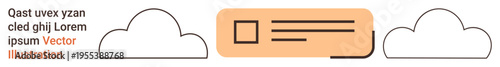 Cloud computing, online storage, file sharing, data transfer, digital communication, tech interface. Abstract ion of connected clouds and data fields. Cloud computing and online storage