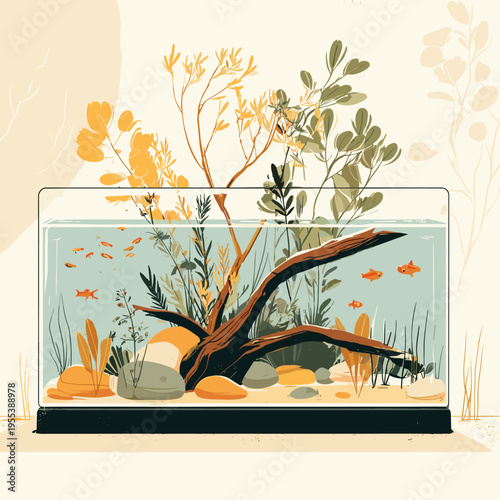 Minimal Planted Aquascape Aquarium Scene