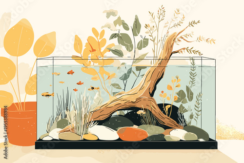 Minimal Planted Aquascape Aquarium Scene