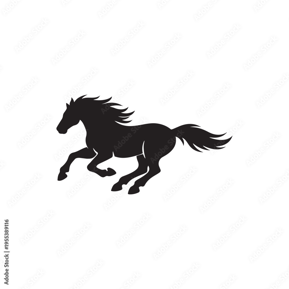 Obraz premium Running Horse Silhouette – Powerful Galloping Animal Vector Illustration