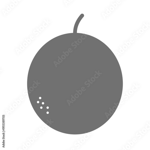 パッションフルーツのシンプルな白黒フラットイラスト