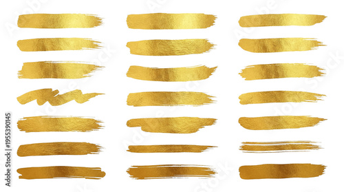 Elegant gold foil brush strokes and decorative divider lines