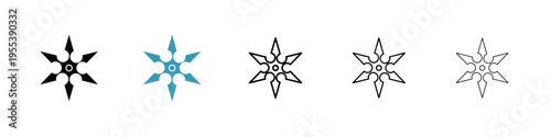 Shuriken icon in line art style on white background for graphic and web design.