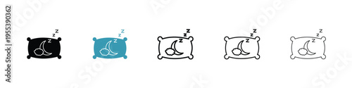 Sleeping icon in line art style on white background for graphic and web design.