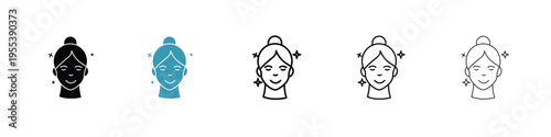 Skincare icon in line art style on white background for graphic and web design.