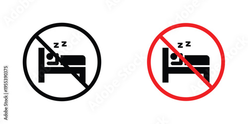 Sleepover ban signs in line art style on white background for graphic and web design.