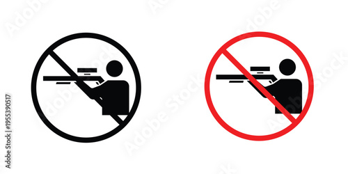 Stop hunting signs in line art style on white background for graphic and web design.
