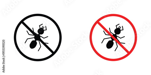 Stop insect signs in line art style on white background for graphic and web design.