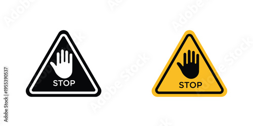 Stop security signs in line art style on white background for graphic and web design.