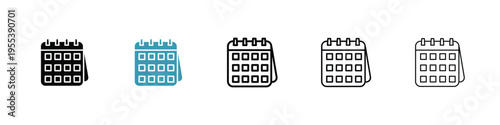 Table calendar icon in line art style on white background for graphic and web design.