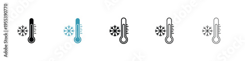Thermometer cold icon in line art style on white background for graphic and web design.