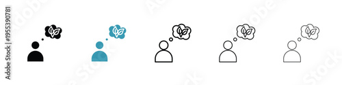 Think green icon in line art style on white background for graphic and web design.