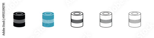 Tin can icon in line art style on white background for graphic and web design.