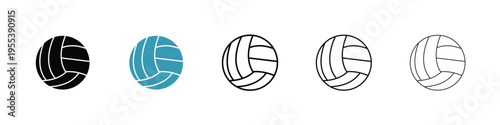 Volleyball ball icon in line art style on white background for graphic and web design.
