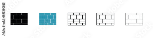 Wall icon in line art style on white background for graphic and web design.