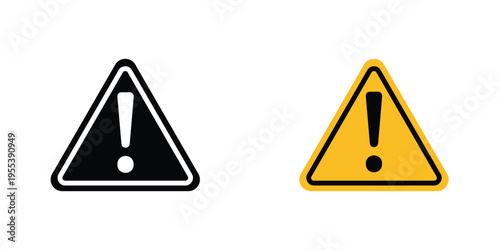 Warning attention signs in line art style on white background for graphic and web design.