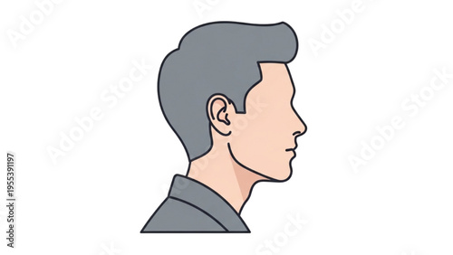 A cartoon illustration of a man with gray hair shown in profile