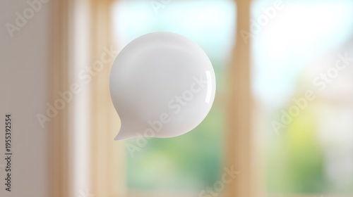 A single, pristine white speech bubble floating in mid-air against a soft, out-of-focus pastel background. wellbeing guides.