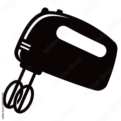 Electric Hand Mixer Silhouette Isolated on White Background – Kitchen Appliance for Baking and Cooking, Food Preparation Tool