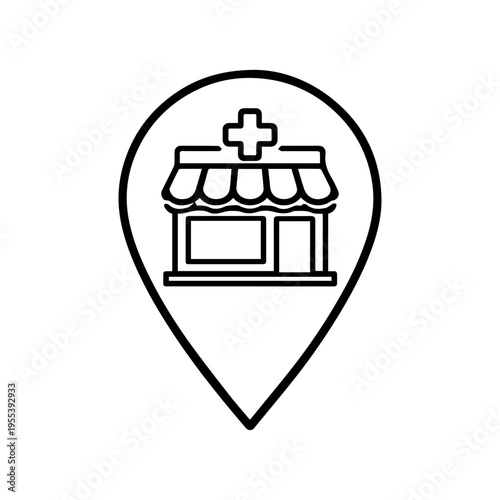 pin with a pharmacy line icon, outline vector image
Vector line icon on a white background
Health, anatomy