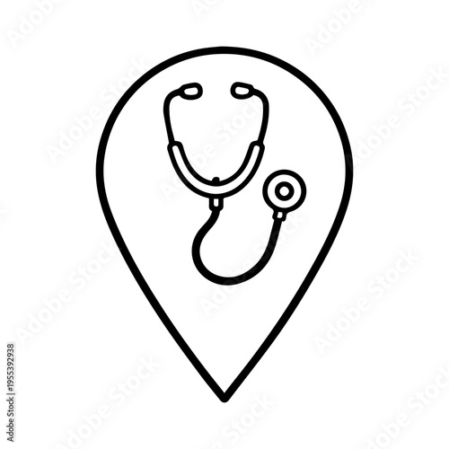 pin with stethoscope line icon, outline vector image
Vector line icon on a white background
Health, anatomy