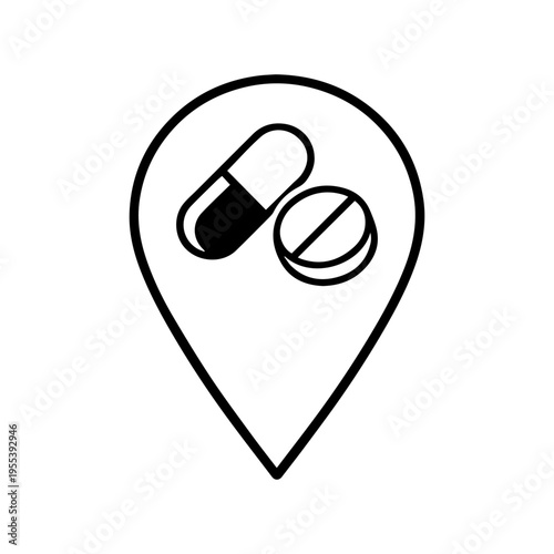 pin with a pill line icon, outline vector image
Vector line icon on a white background
Health, anatomy