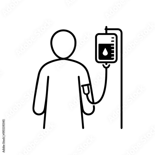 man with IV line icon, outline vector image
Vector line icon on a white background
Health, anatomy