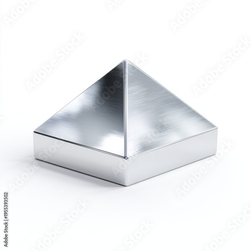 Sleek Silver Pyramid Object with Smooth Brushed Metal Texture for Modern Decorative Use