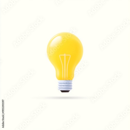 Bright Yellow Light Bulb on a Soft Beige Background for Modern Illumination Concepts and Creative Ideas