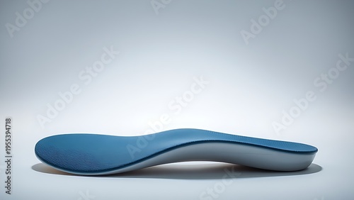 insole. Custom orthopedic insole curving under light, product photography on clean background. safety posters, maintenance manuals, designed for industrial assembly lines and welding operations.
