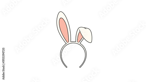 Cute white and pink bunny ears headband accessory isolated on a plain white background perfect for easter or costume parties.