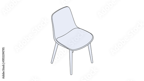 Simple and elegant modern white chair with four wooden legs shown from an isometric perspective on a white background.