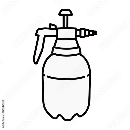 Vintage Spray Bottle Silhouette Isolated on White Background – Manual Plant Mister, Cleaning and Gardening Tool Icon