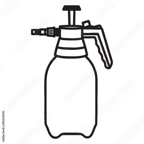 Vintage Spray Bottle Silhouette Isolated on White Background – Manual Plant Mister, Cleaning and Gardening Tool Icon