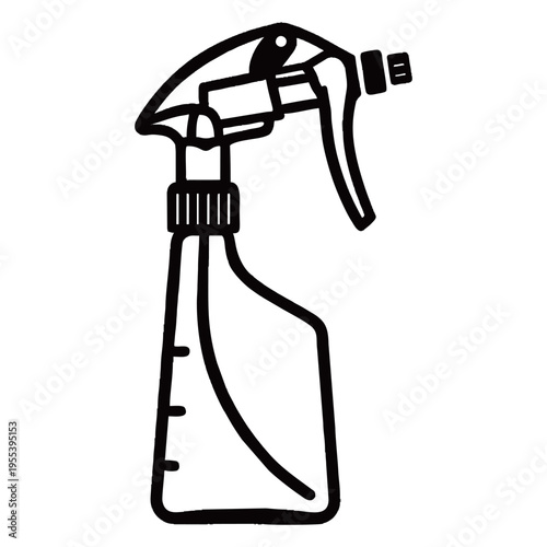 Vintage Spray Bottle Silhouette Isolated on White Background – Manual Plant Mister, Cleaning and Gardening Tool Icon