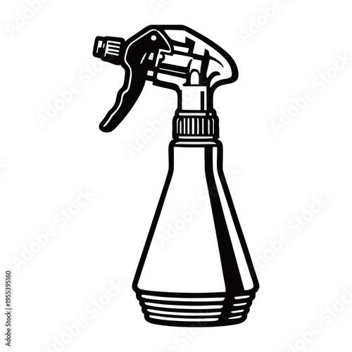 Vintage Spray Bottle Silhouette Isolated on White Background – Manual Plant Mister, Cleaning and Gardening Tool Icon