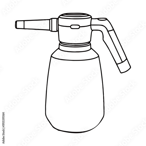 Vintage Spray Bottle Silhouette Isolated on White Background – Manual Plant Mister, Cleaning and Gardening Tool Icon
