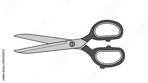 Pair of sharp metal scissors with black plastic handles is shown in an open position for cutting paper or fabric in crafting and sewing.