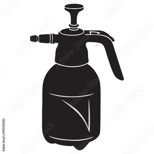 Vintage Spray Bottle Silhouette Isolated on White Background – Manual Plant Mister, Cleaning and Gardening Tool Icon