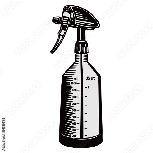 Vintage Spray Bottle Silhouette Isolated on White Background – Manual Plant Mister, Cleaning and Gardening Tool Icon