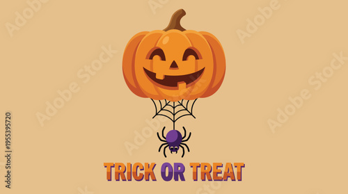 A cheerful carved pumpkin adorned with a spooky spider spins excitement for Halloween, inviting fun and creativity during the vibrant festivities of the spooky season.